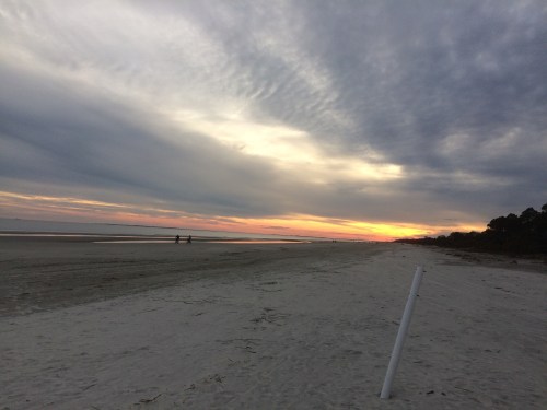 Barrier island beach at sunset
